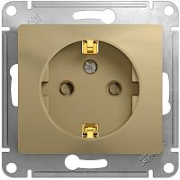 Розетка с заземлением без рамки Systeme Electric Glossa 1-м. шторки титан картинка